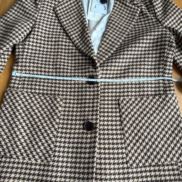 Commense Brown Cream Oversized Houndstooth Blazer Size M Preppy Academia Classic - Picture 10 of 16